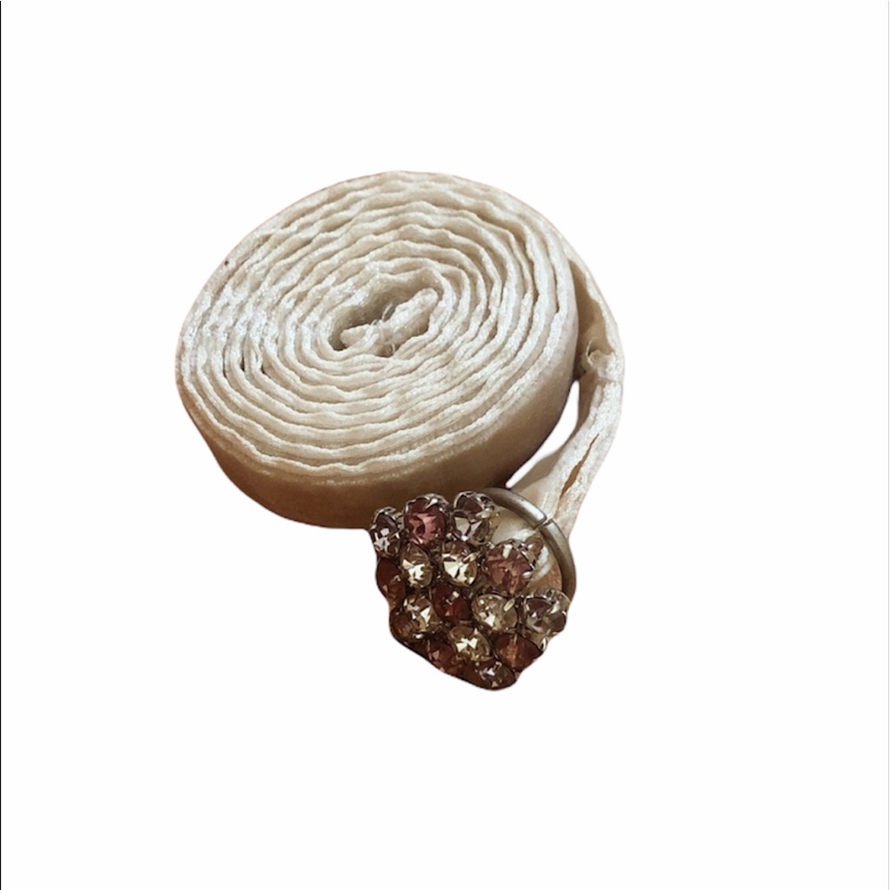 Cream Rhinestone Nylon Belt